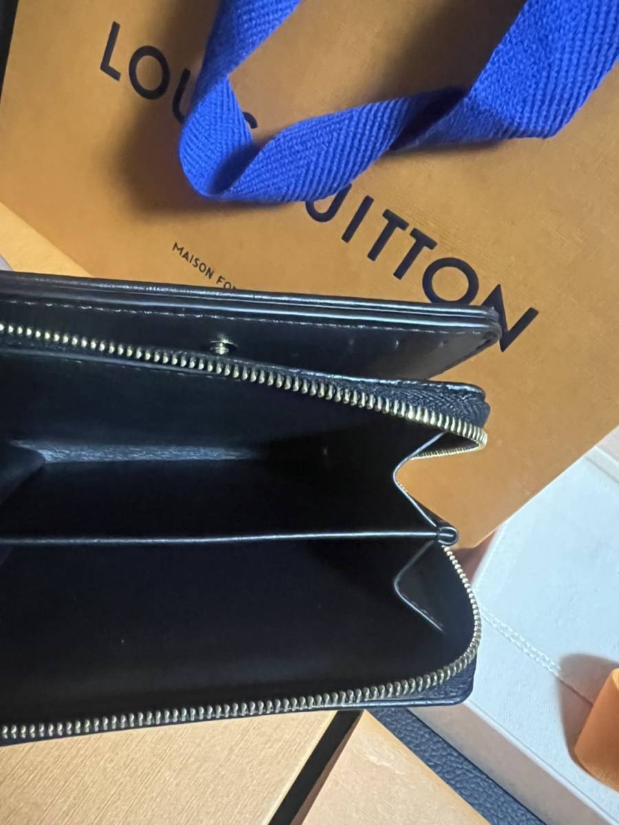 LOUIS VUITTON ルイヴィトン M81599 ポルトフォイユ ルー ノワール 二つ折り財布 ブラック 1度使用 美品 箱 袋 レシート付き_画像10