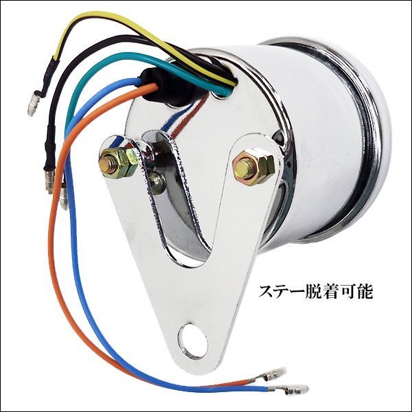 タコメーター [8] バイク汎用 4サイクル 12V 電気式 Φ60mm ステー付 ホワイトパネル 原付/10χ_画像6