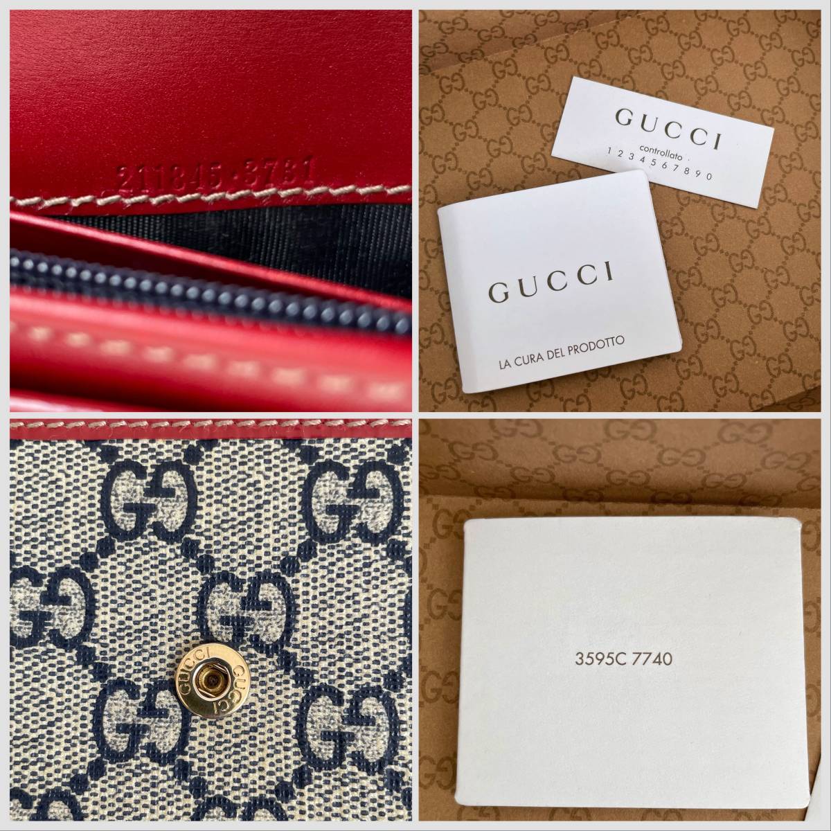 ☆美品☆GUCCI グッチ GGスプリーム ハートローズ 長財布 薔薇 ネイビー・キャンバス×赤レザー PVC 正規品_画像10