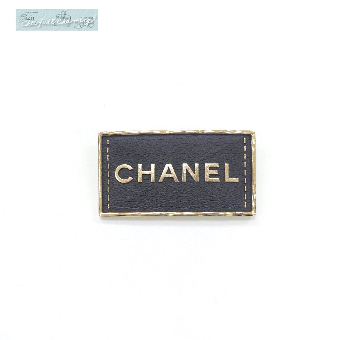 未使用 CHANEL ブローチ ブラック/ゴールド メタル レザー ABA771 '23年商品 国内購入