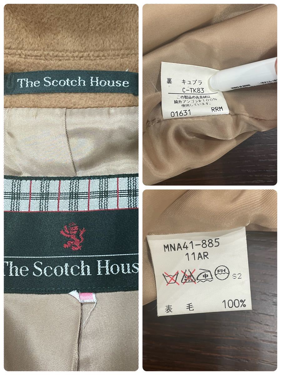 1円〜 The Scotch House コート アンゴラ混ウール　裏地キュプラ　11号　着丈87cm身幅56cm ／ザ スコッチハウス レディース　中11189_画像4