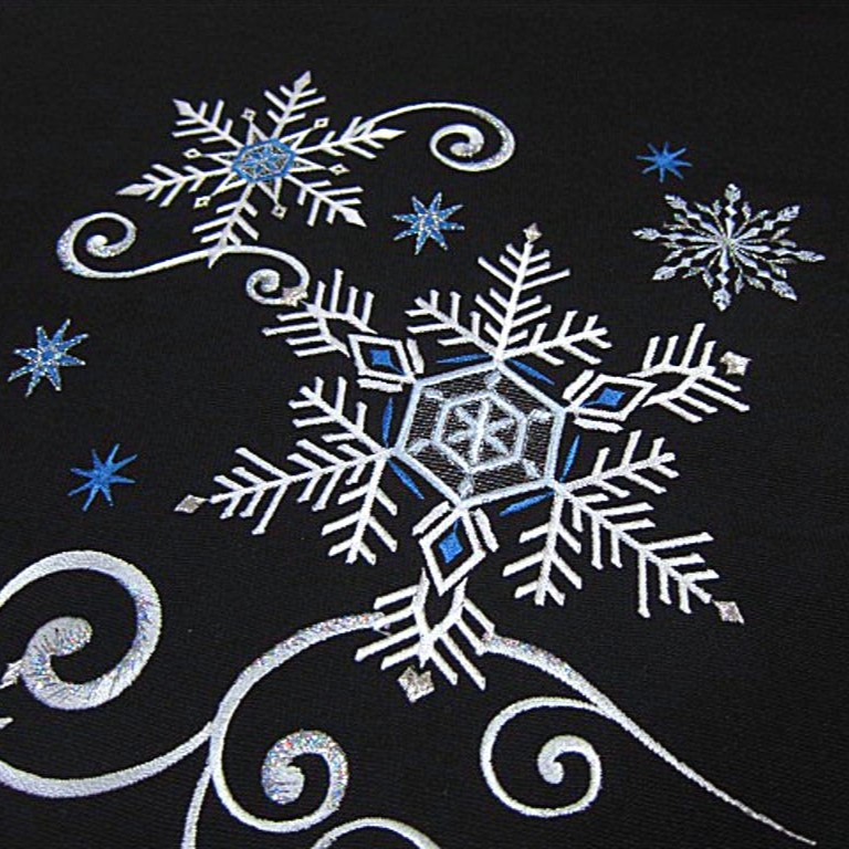 新品【御仕立上】　西陣織刺繍高級九寸名古屋帯　雪の結晶　黒地_画像4