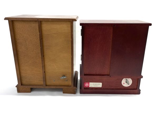 【C445】中古 木製 ジュエリーボックス アクセサリーBOX オルゴール付き 2台セット タンス型 引き出し 昭和レトロ_画像3