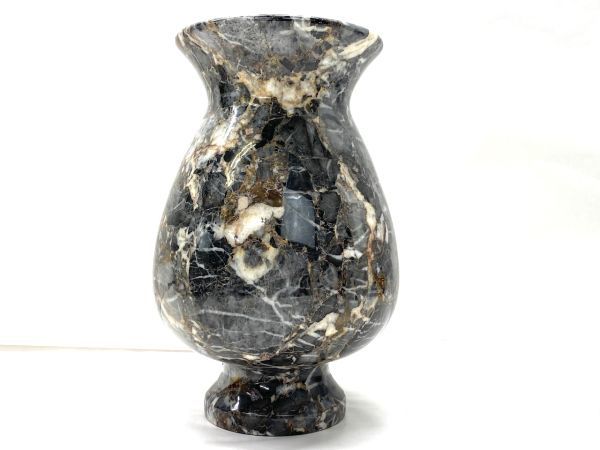 【C626】美濃赤坂 金生山 更紗石 花瓶 天然石 高さ25.5cm 重さ7kg 大理石 工芸品 高級花瓶 b_画像3