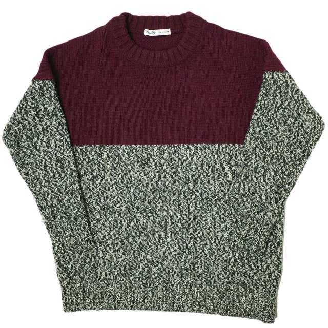 BEAMS BOY ビームスボーイ バイカラーミドルゲージウールクルーネックニット 1315-0098-247 WINE/GRAY セーター プルオーバー g13668_画像1