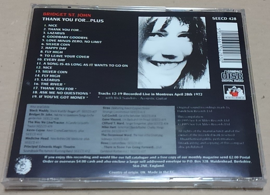 【CD】BRIGIT ST. JOHN / THANK YOU FOR...PLUS■輸入盤/廃盤/SEECD 428■ブリジット・セント・ジョン_画像2