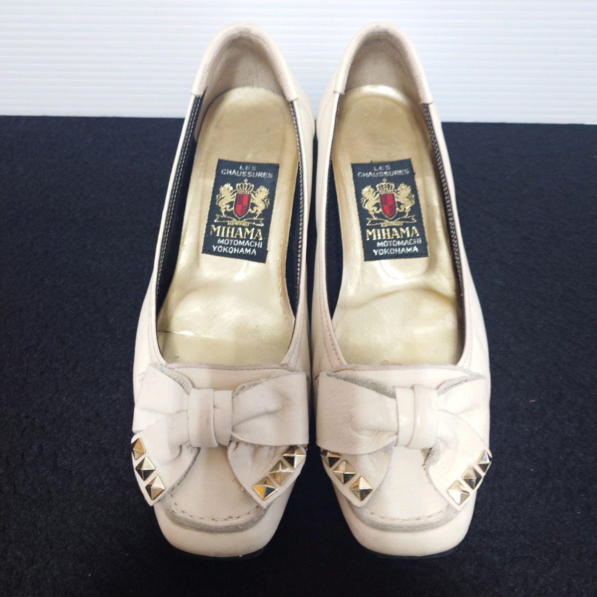 MIHAMA ミハマ パンプス シューズ 靴 22.5cm レディース アイボリー ベージュ 古着の画像2