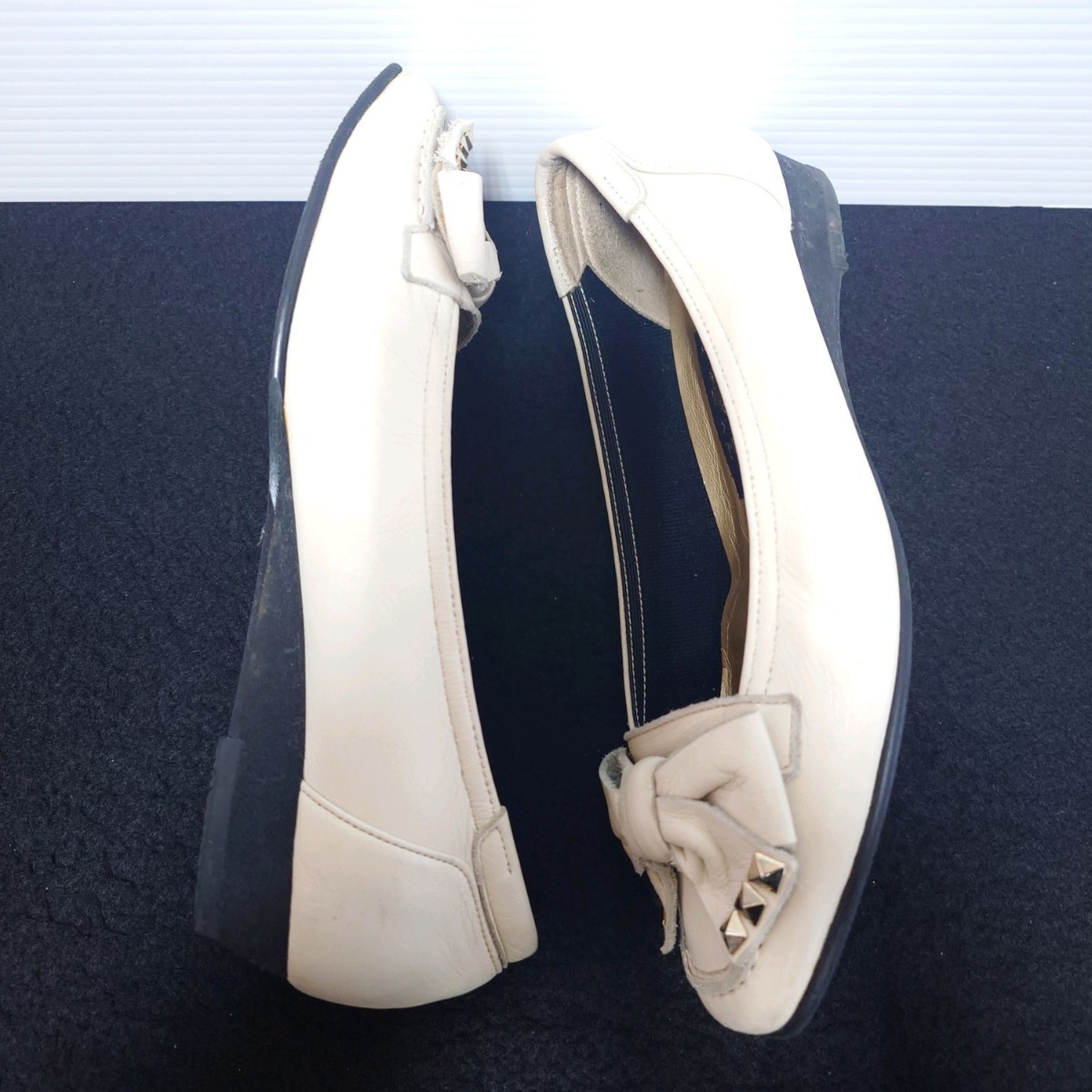 MIHAMA ミハマ パンプス シューズ 靴 22.5cm レディース アイボリー ベージュ 古着の画像3