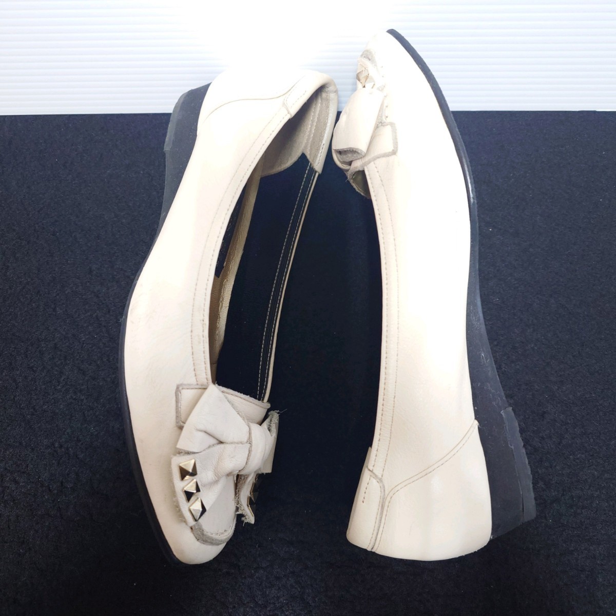 MIHAMA ミハマ パンプス シューズ 靴 22.5cm レディース アイボリー ベージュ 古着の画像4