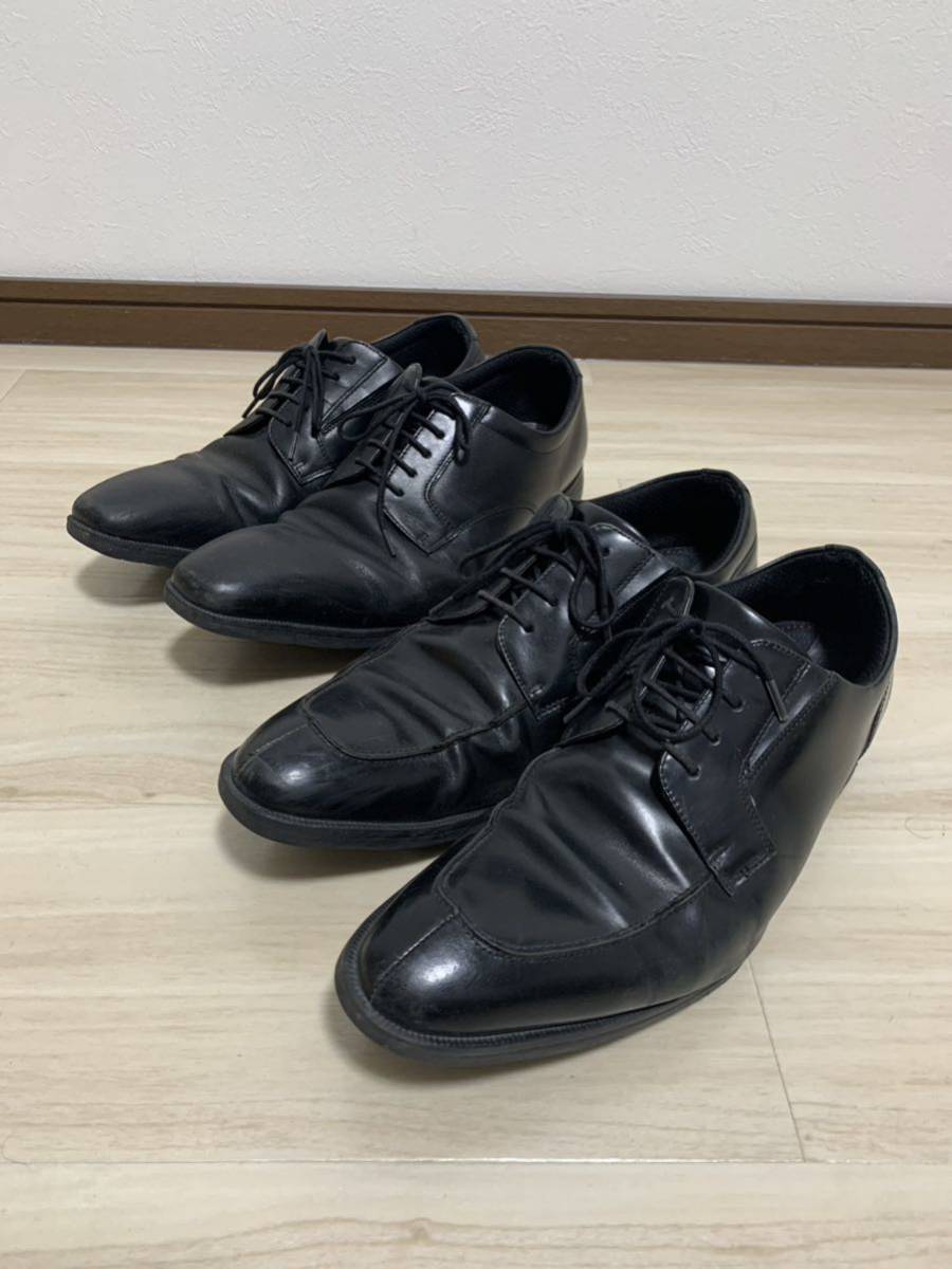 テクシーリュクス ビジネスシューズ 25.5 黒 ブラック Uチップ プレーントゥ 革靴 texcy luxe アシックス_画像1