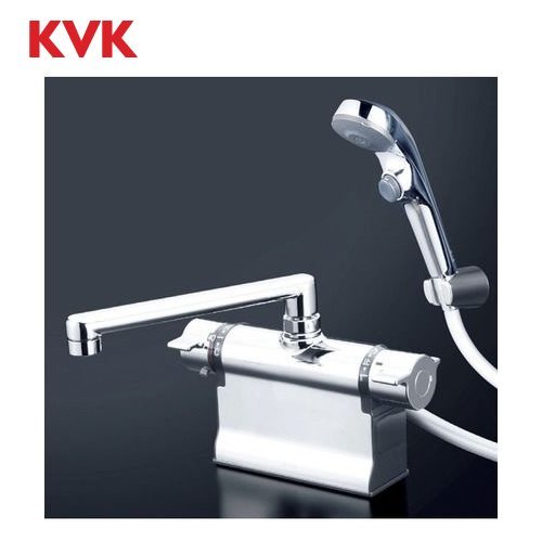 新品 KVK デッキ型サーモスタット式シャワー KF3011TS2 (190mmパイプ付) メッキワンストップシャワー付 台付サーモ１３