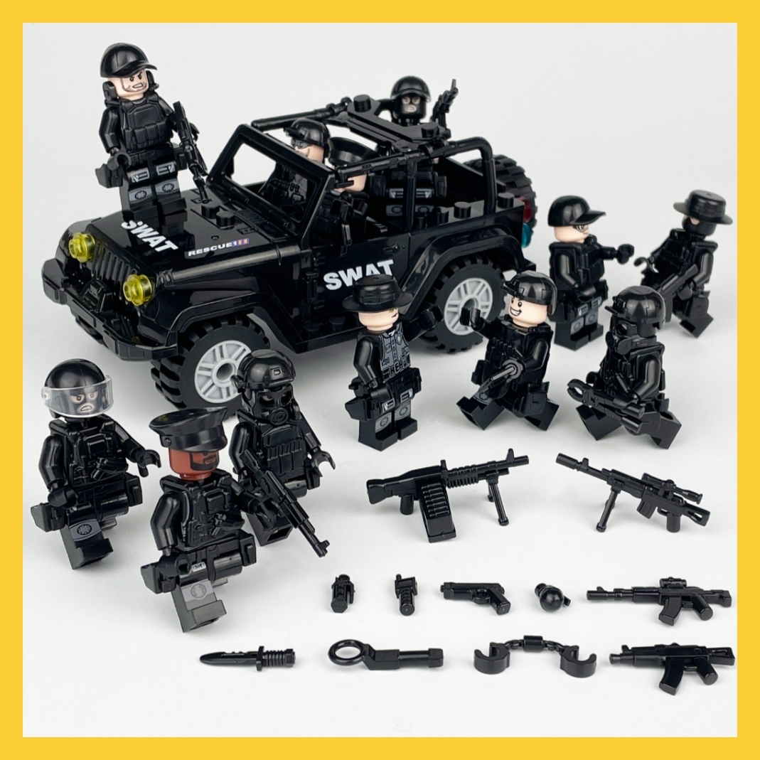 LEGO 互換 レゴ SWAT ジープ 大量武器 ミニフィグ12体セットの画像1