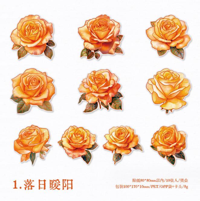 薔薇 花 フラワー フレークシール シール ジャンクジャーナル レトロ 6種類_画像6