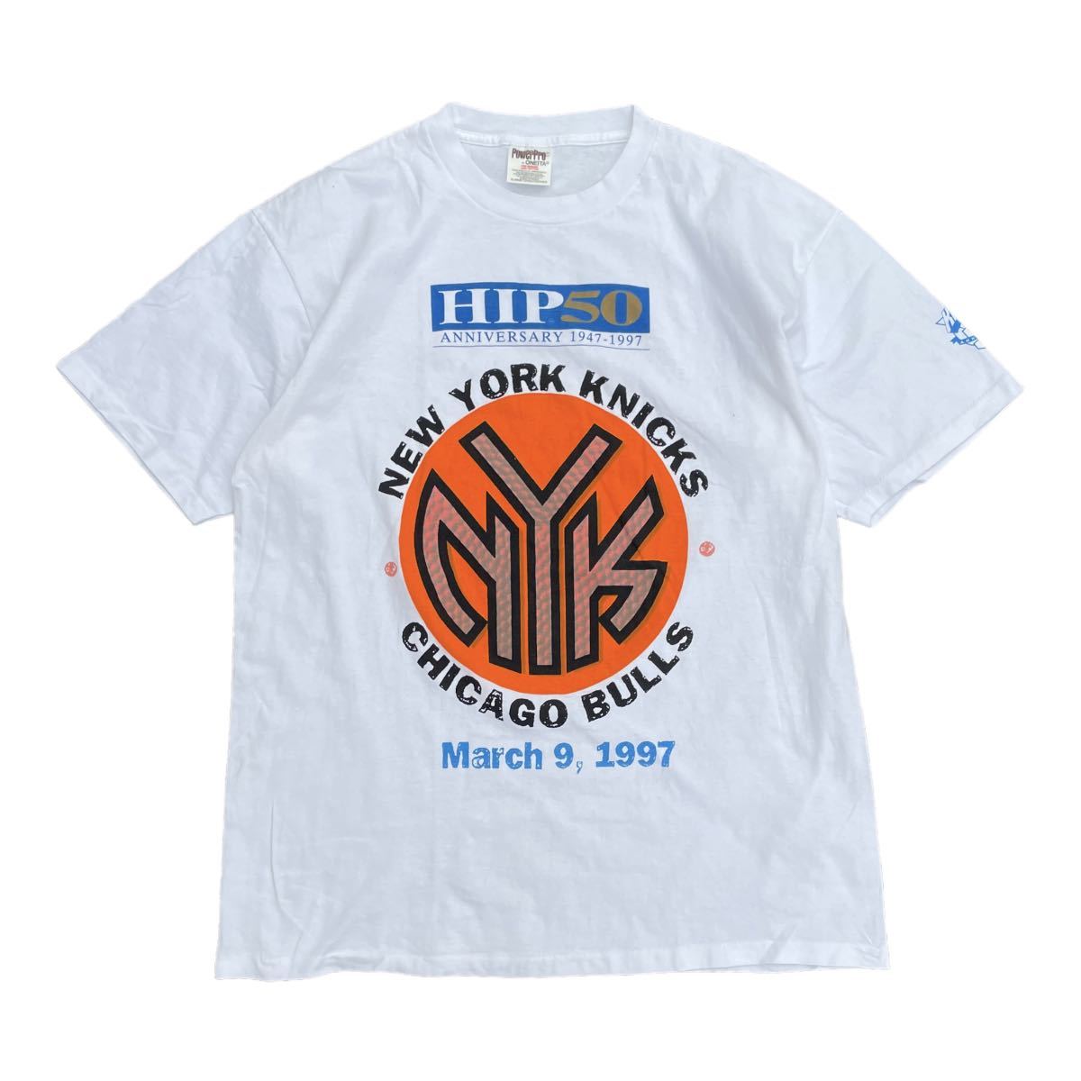 90's 1997 NBA ニューヨーク　ニックス　50周年記念　シカゴ　ブルズ　Vitage Tシャツ　白　ホワイト　シングルステッチ　XLサイズ