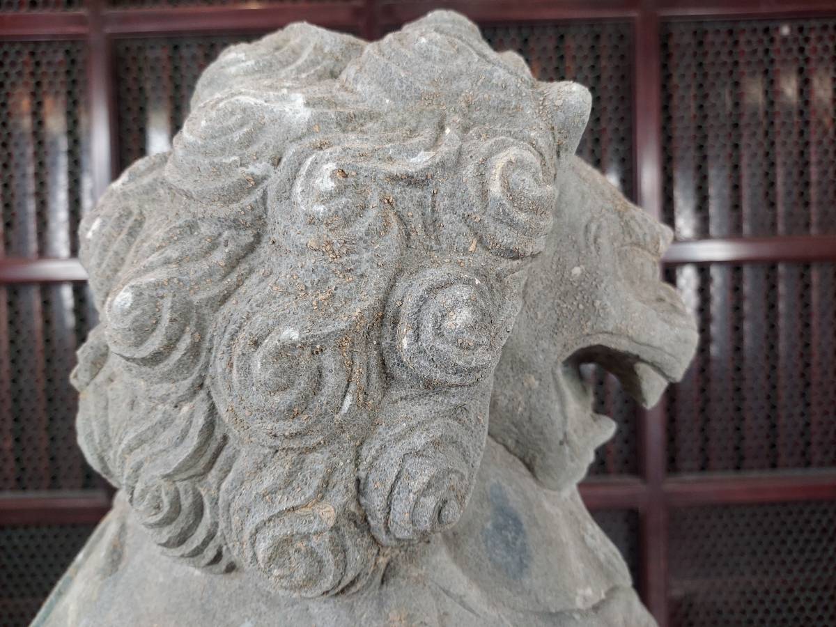 K10-0124　美術彫刻 狛犬 獅子座 置物 石彫刻 明治期_画像7