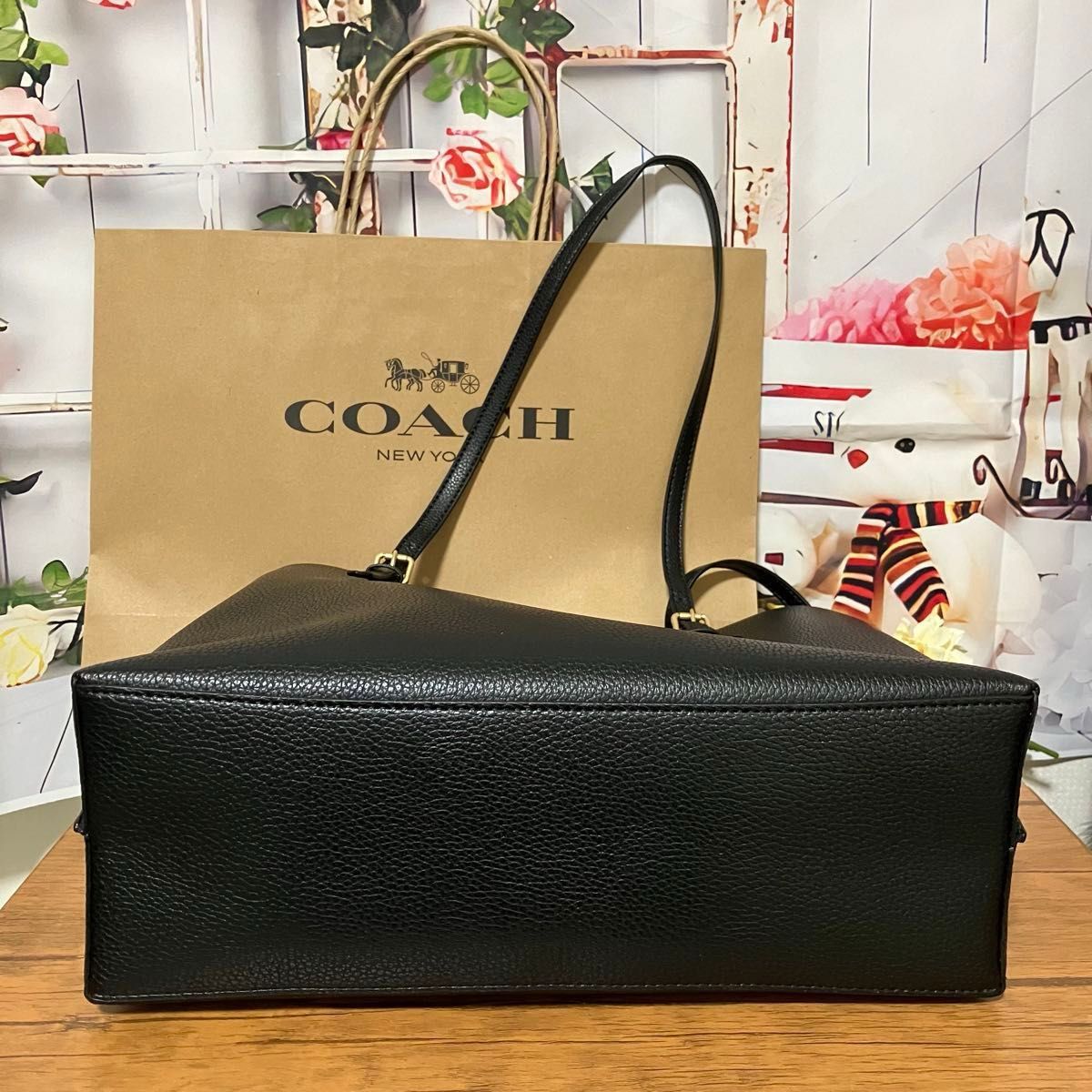 コーチ COACH モリー レザー トートバッグ A4収納可 黒 アウトレット