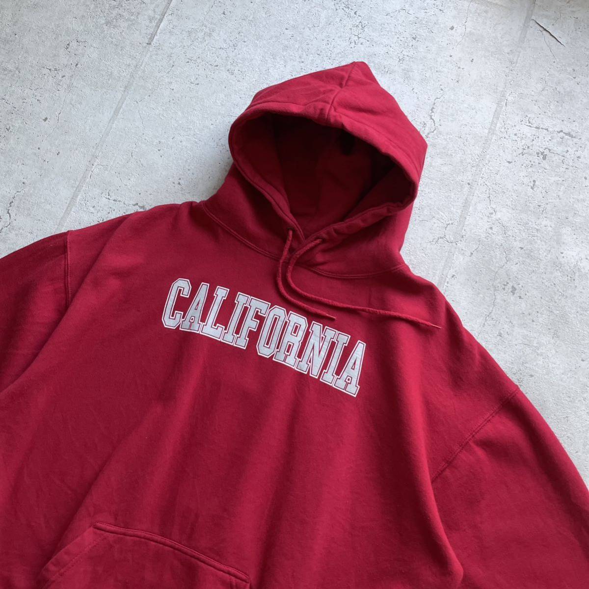 vintage 90's NOBLE WEAR カレッジロゴ CALIFORNIA プルオーバー パーカー レッド XL_画像3