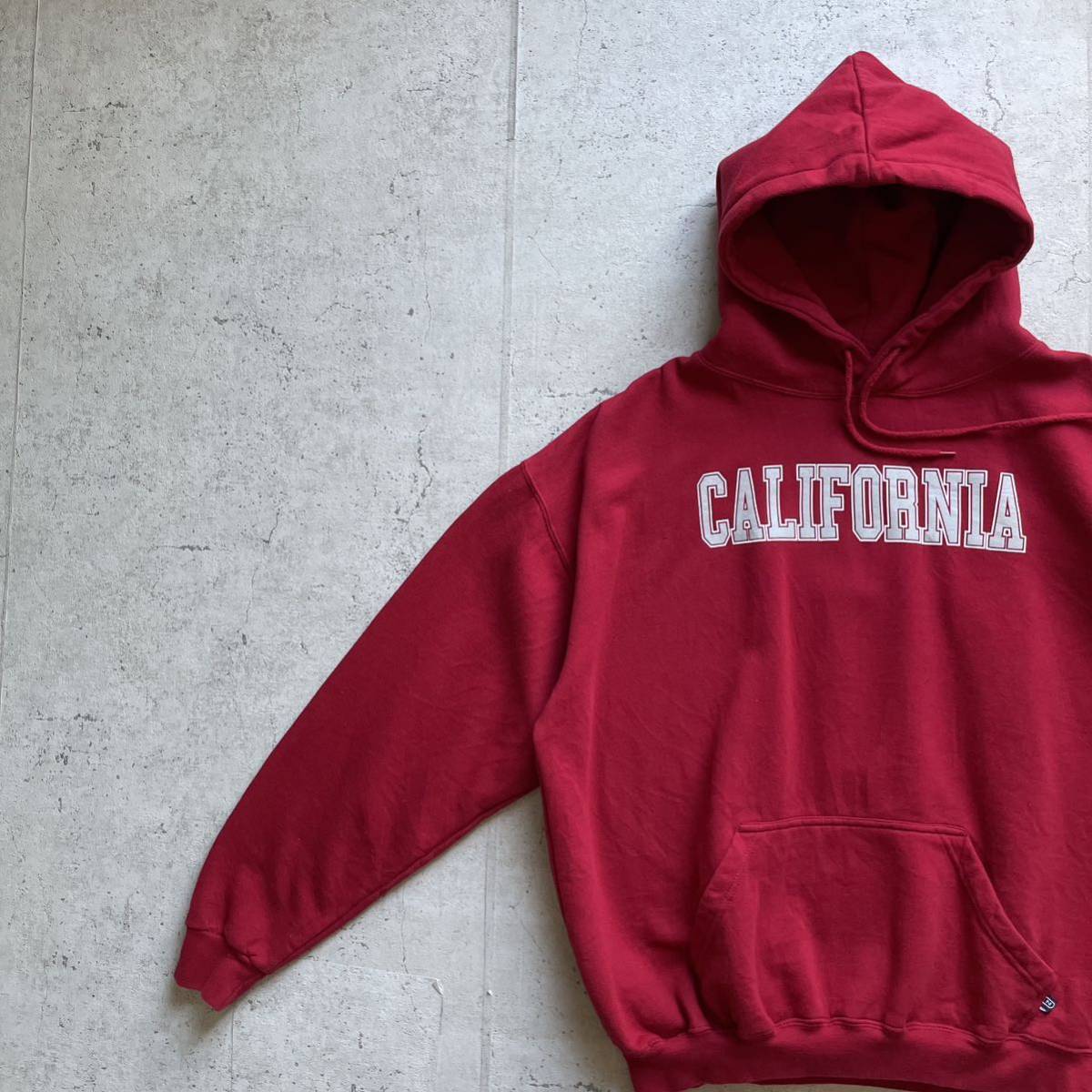 vintage 90's NOBLE WEAR カレッジロゴ CALIFORNIA プルオーバー パーカー レッド XL_画像1