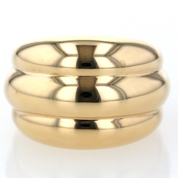 CHAUMET PARIS Chaumet K18YG желтое золото кольцо 3 полосный купол широкий дизайн кольцо 10 номер [ новый товар с отделкой ][zz][ б/у ]