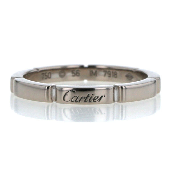 Cartier カルティエ K18WG ホワイトゴールド マイヨンパンテールリング フラットリンク ロゴ 指輪 15号【新品仕上済】【zz】【中古】_画像1