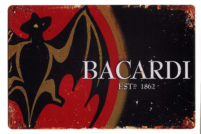 バカルディ BACARDI レトロ調 ミニサイズ お酒系 アメリカンブリキ看板 メタルプレート_画像1