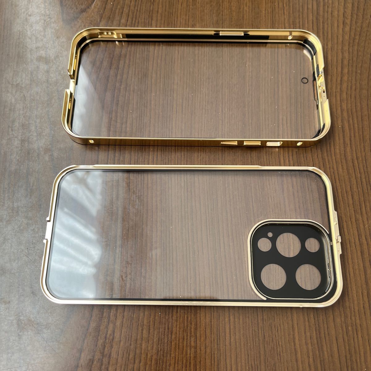 601p2401☆ 【ロック機能付き・自動ポップアップボタン】 iPhone15 Pro Max 用 ケース クリア 【両面強化ガラス】 9H硬度 