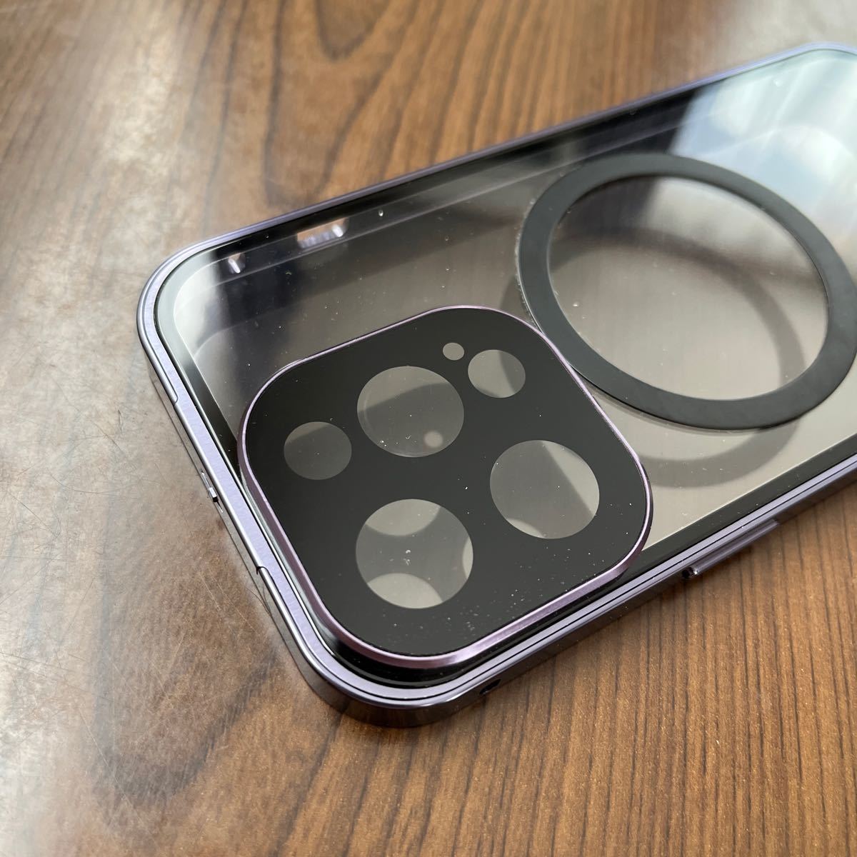 601p2411☆ iPhone14 Pro 用 ケース 【ロック付き】【ストラップホール付き】一体型レンズ保護 両面9H強化ガラス iPhone14プロケース