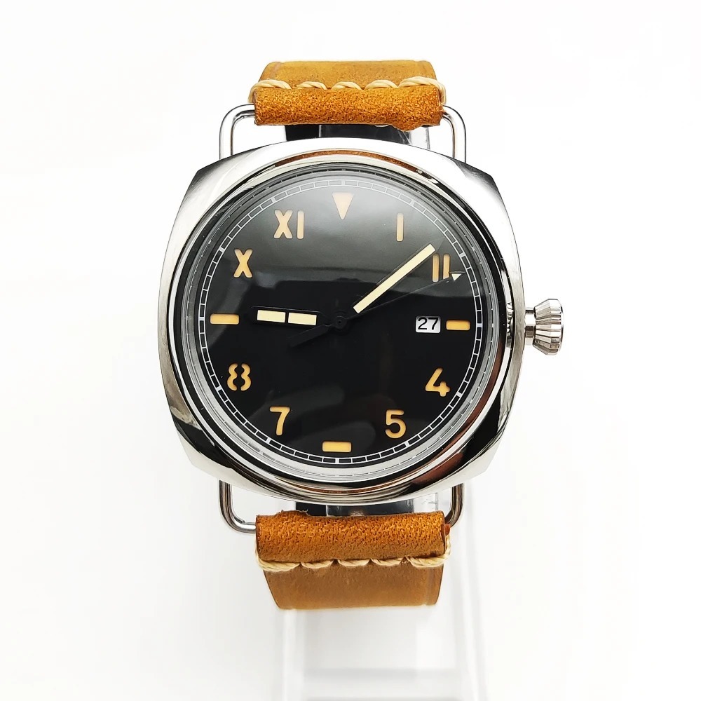 45mm California dial люминесценция водонепроницаемый Brown кожа автоматика автоматический наручные часы мужской 