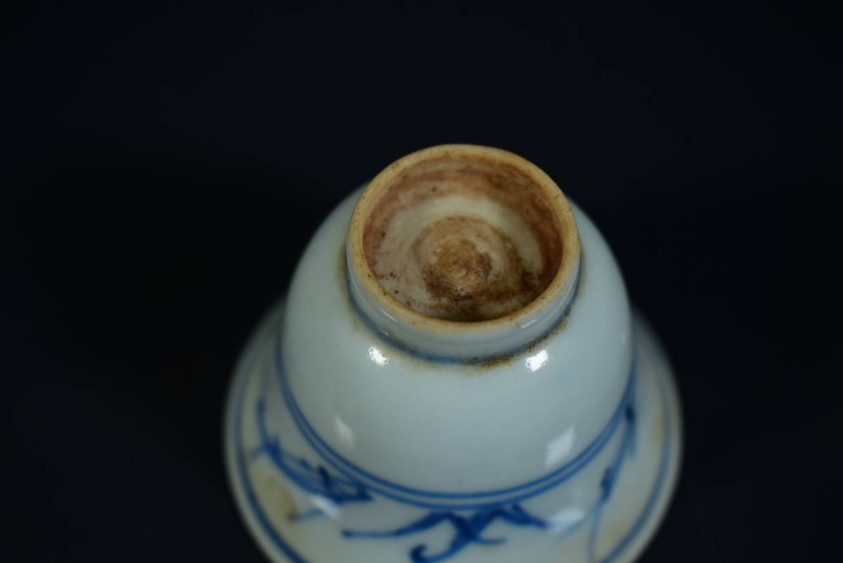 【和】(8054) 中国古玩 唐物 染付魚文煎茶碗 茶器 呉須 古染付の画像6