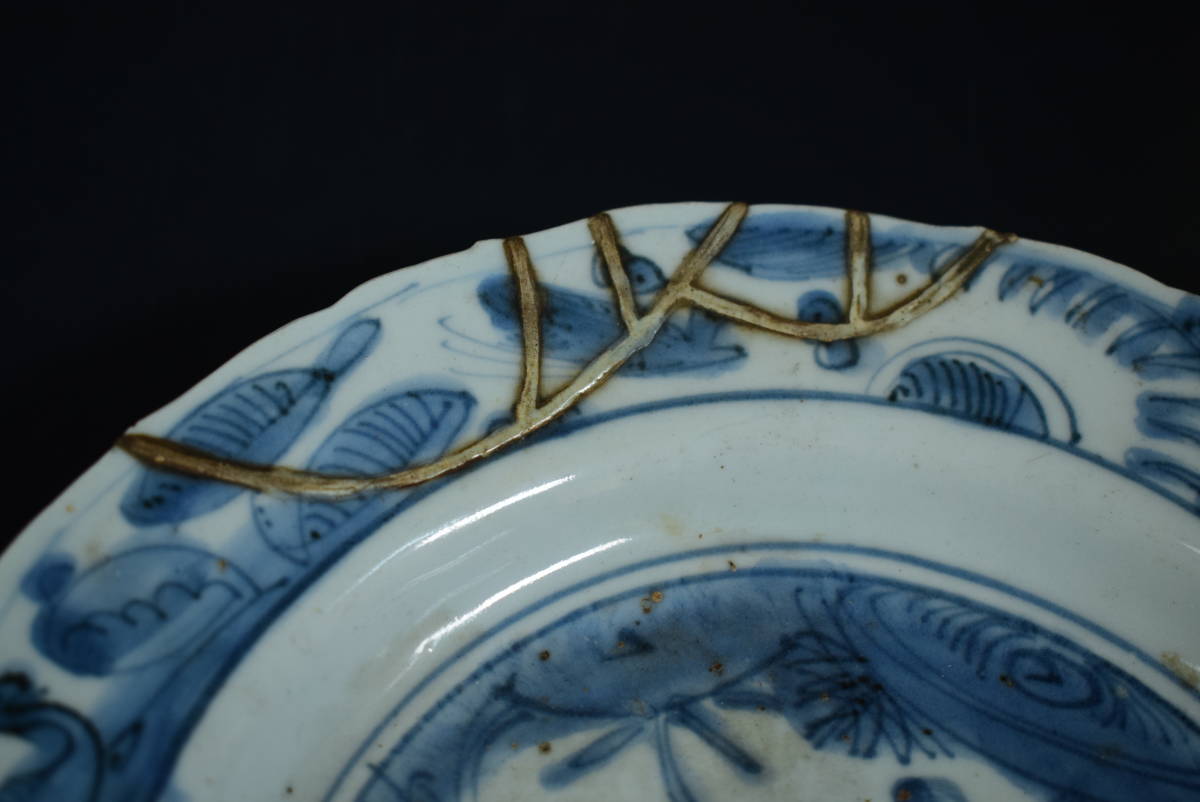 【和】(8245) 中国古玩 唐物 明 古染付鹿文皿 呉須皿の画像3