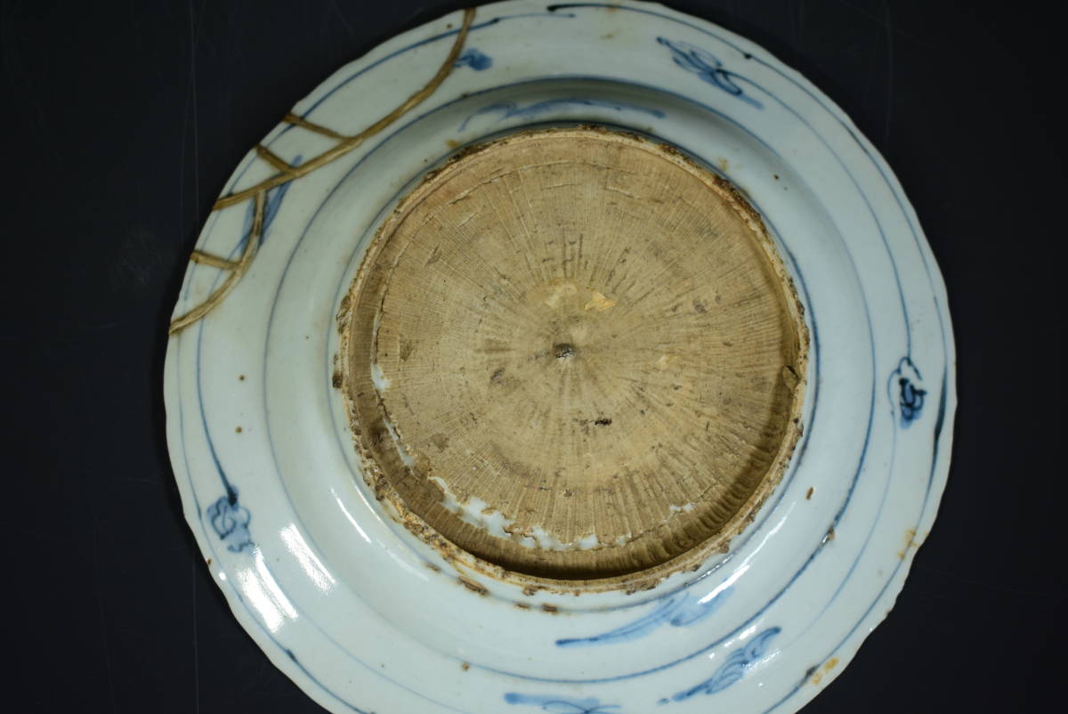 【和】(8245) 中国古玩 唐物 明 古染付鹿文皿 呉須皿の画像6