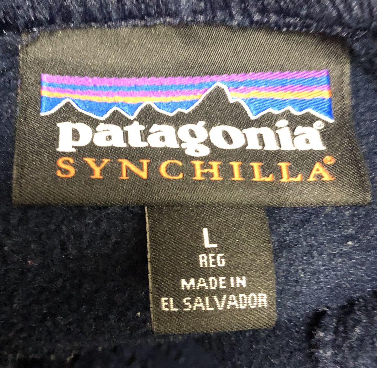 ■ Patagonia パタゴニア ■ ロゴ ラベル SYNCHILLA シンチラ フリース ボア スナップT パンツ ネイビー L_画像3