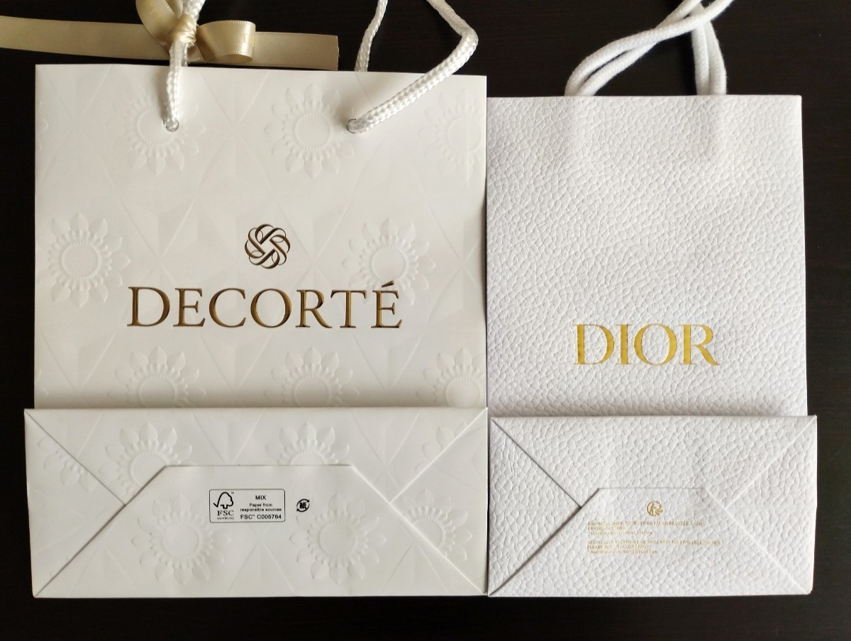 ディオール コスメデコルテ ショッパーバッグ 2枚セット Dior DECORTE 紙袋 手提げ袋 ギフトラッピング