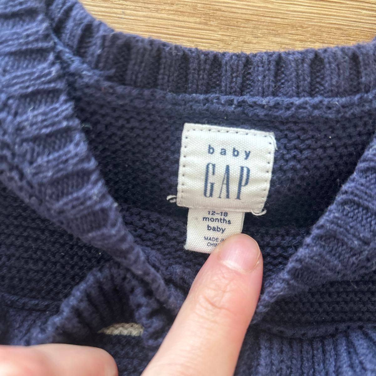 美品 GAP ニット ワンピース 長袖 ボーダー シンプル あたたかい 女の子 子供服 子ども服 幼稚園 保育園 サイズ80