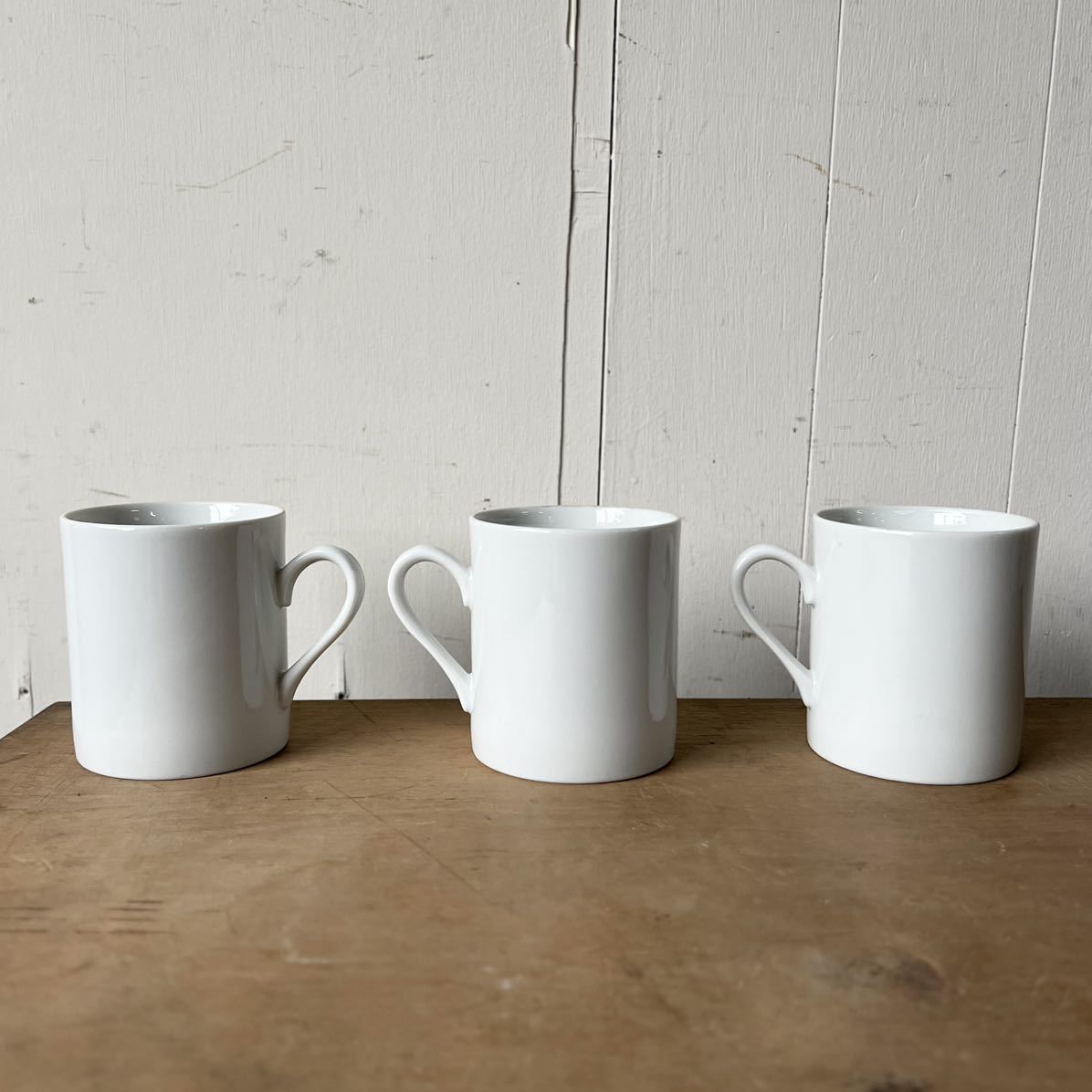 2個set 240ml 古いどシンプル白磁 マグカップ デットストック 陶器　検: コーヒー ティーカップ カフェ レトロ ビンテージ アンティーク_画像1
