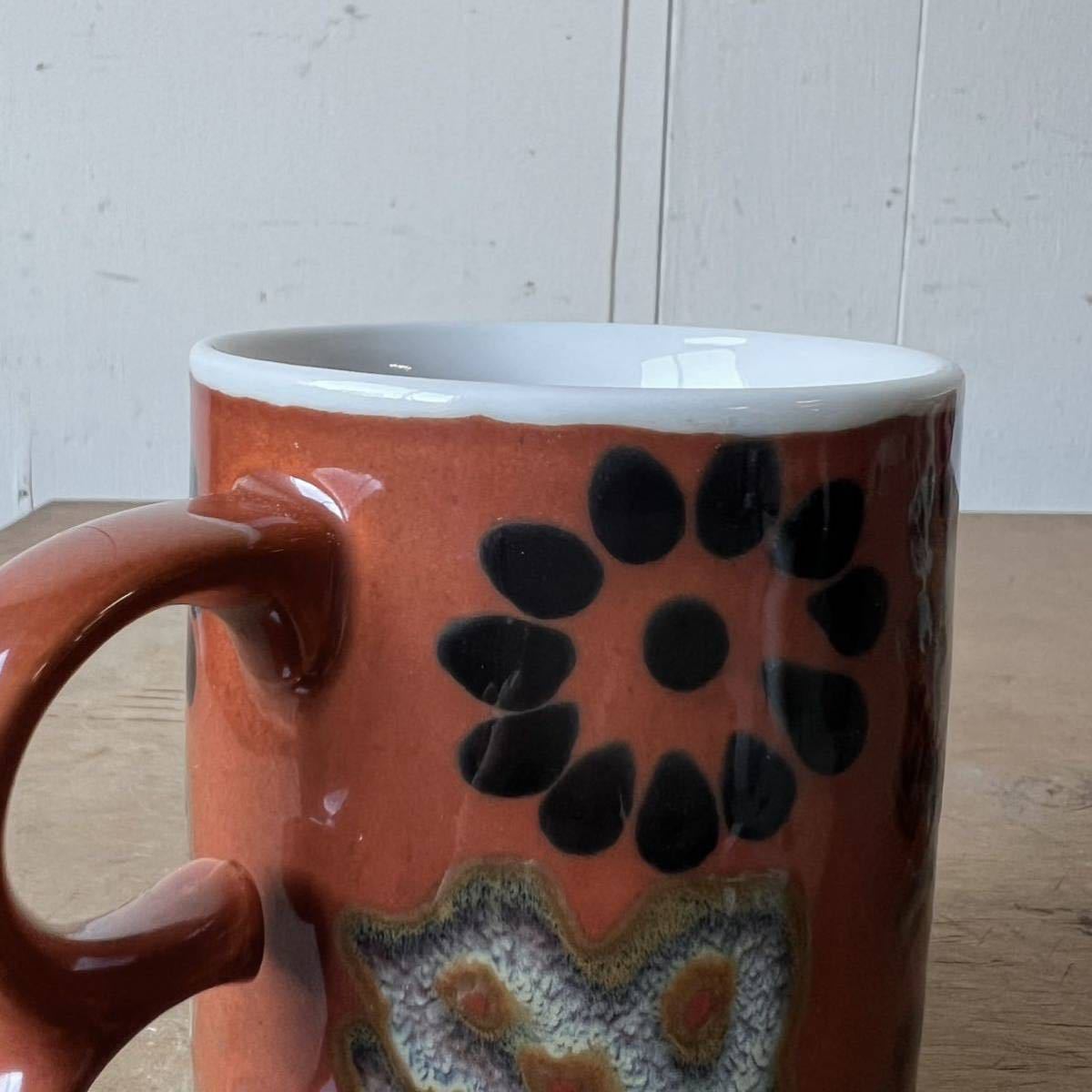 2個set レトロ マグカップ なまこ釉 レンガ色 デットストック 陶器　検: コーヒー 珈琲 カフェ 純喫茶 ビンテージ アンティーク_画像10