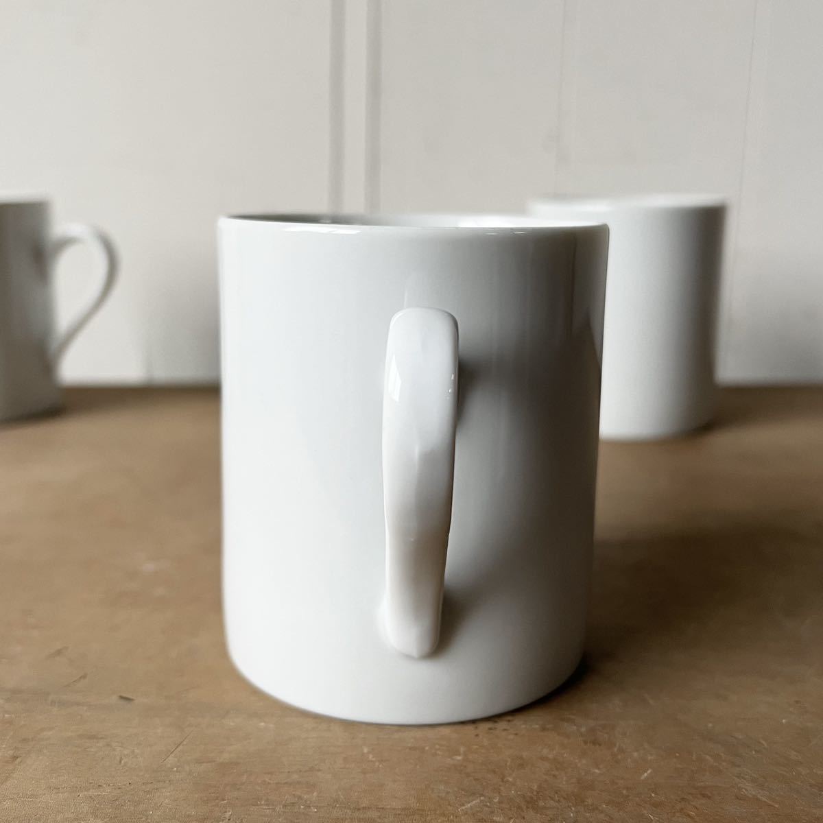 2個set 240ml 古いどシンプル白磁 マグカップ デットストック 陶器　検: コーヒー ティーカップ カフェ レトロ ビンテージ アンティーク_画像4