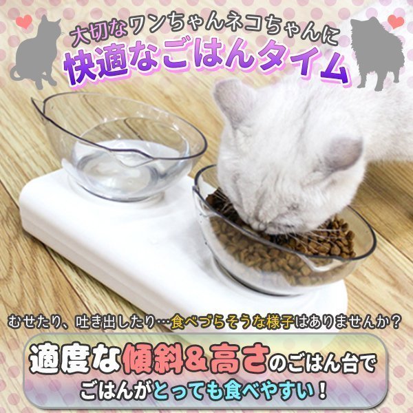 フードボウル 2個セット 猫 餌皿 エサ皿 食器 犬 小型犬 フードボールスタンド 傾斜 餌 エサ 餌入れ エサ入れ 皿 お皿 ペット 猫用 犬用_画像2