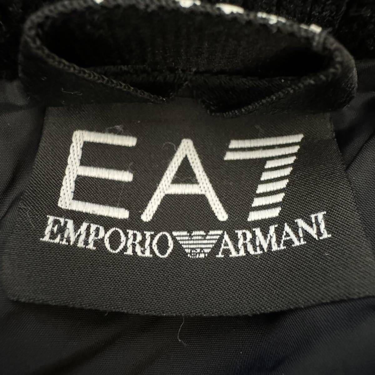 極美品/S〜M相当★ エンポリオアルマーニ EMPORIO ARMANI 極暖☆ キルティング ダウンジャケット ブルゾン エンブレム Wジップ ブラック 黒_画像6