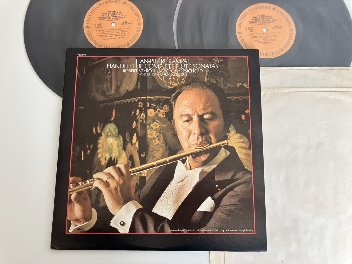 JEAN-PIERRE RAMPAL / HANDEL: The Complete Flute Sonatas/ Robert Veyron-Lacroix,HARPSICHORD 2LP CBS US GATEFOLD Y2 32370 73年盤_画像1