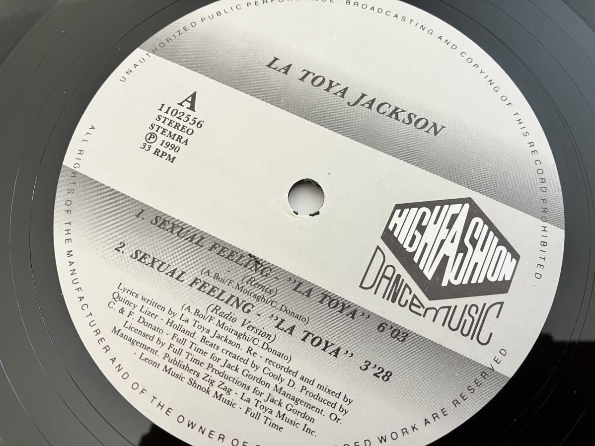 Latoya Jackson/ Sexual Feeling-LA TOYA REMIX(Remix,Radio,Inst,Acapella)90年12inch HIGH FASHION MUSIC 1102556 ラトーヤ・ジャクソンの画像5