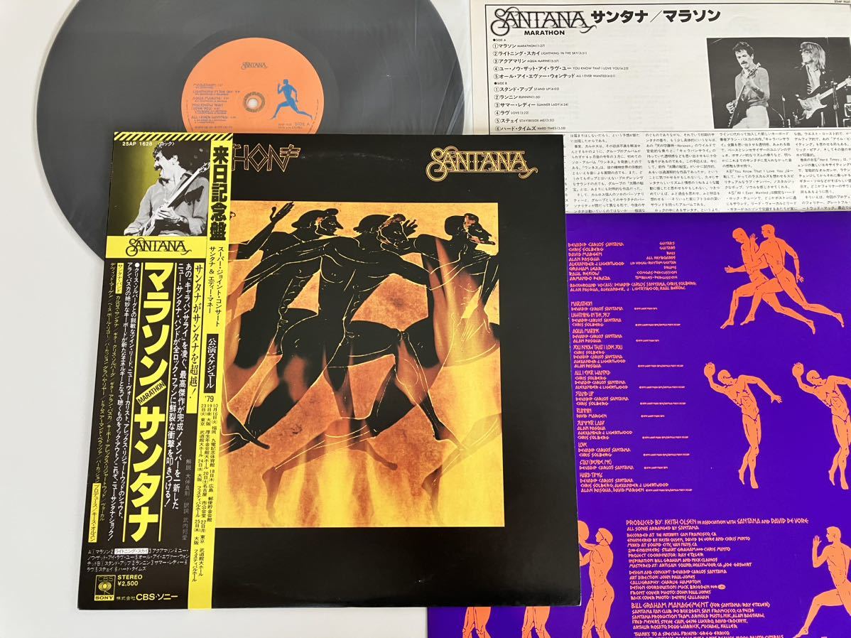 サンタナ SANTANA / マラソン MARATHON 日本盤/79年来日記念帯付LP CBSソニー 25AP1628 Chris Solberg,Alan Pasqua,Keith Olsen,の画像1