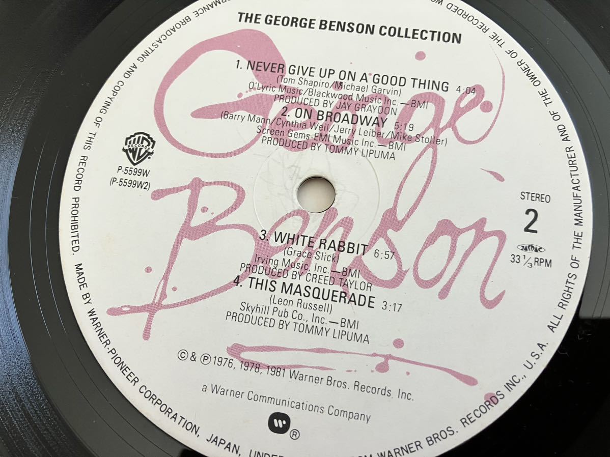 ジョージ・ベンソン G.B.コレクション THE GEORGE BENSON COLLECTION 81年帯付2枚組LP ワーナー P-5599/600W Give Me The Night,Breezin'の画像8