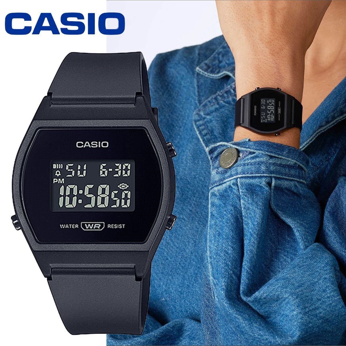 チープカシオ CASIO カシオ デジタル 女性 子供 レディース キッズ LW-204-1B オールブラック ブラック 黒 防水 シンプル ビジネス レトロ_画像1