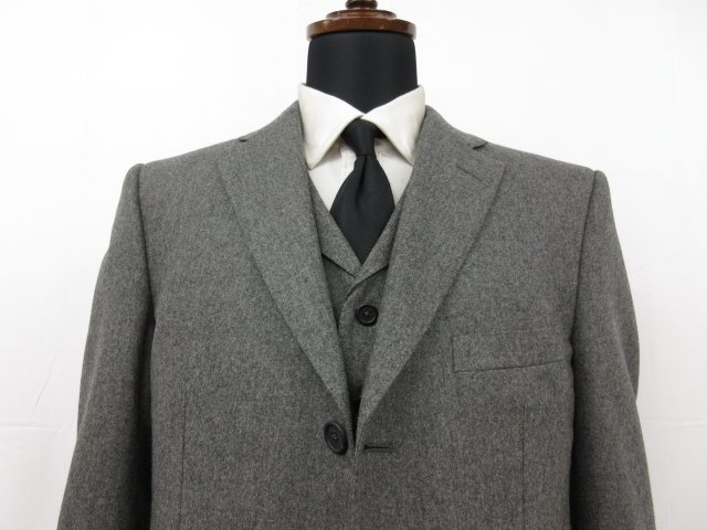 unused goods [ Dunhill dunhill] MAYFAIR FIT flannel 3 button 3 piece suit ( men's ) 8-50C medium gray plain made in Italy #27HR3286