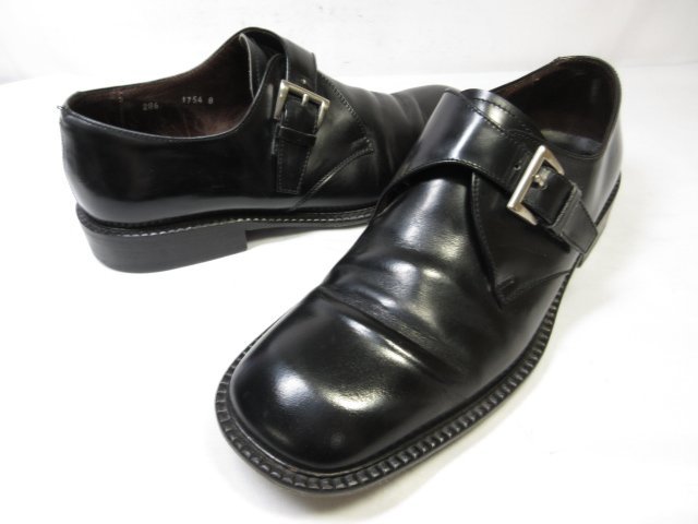【プラダ PRADA】 プレーントゥ モンクストラップシューズ 紳士靴 (メンズ) size8 ブラック ■18MZA4426■