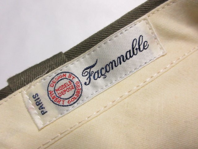 【ファソナブル FACONNABLE】 コットンパンツ スラックス (メンズ) size73 オリーブ系 2インタック ■28MP9979■の画像4