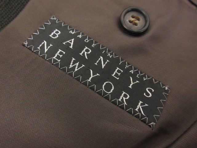 HH【バーニーズニューヨーク BARNEYS NEWYORK】 シングル2ボタン スーツ (メンズ) size44-8R カーキ系 織柄 イタリア製 ■27RMS7533_画像8