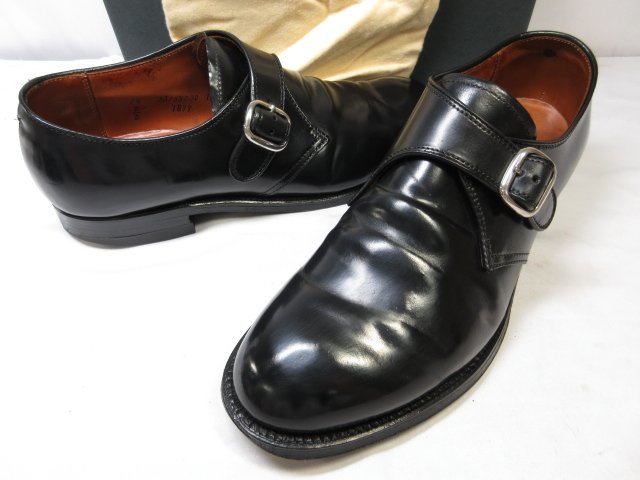 美品 【ALDEN オールデン】 1879 コードバン プレーントゥ モンクストラップシューズ 紳士靴 (メンズ) size8.5D 黒 ■18MZA4517■