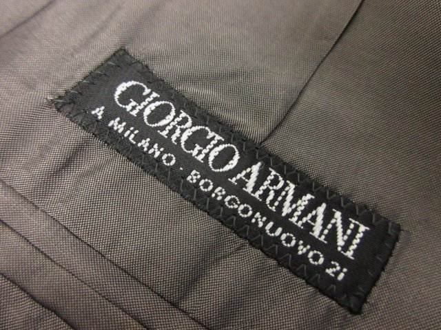 美品 【ジョルジオアルマーニ GIORGIO ARMANI】 ウール シングル2ボタン スーツ (メンズ) size36REG グレー系 織柄 伊製 ●28RMS6589●_画像3